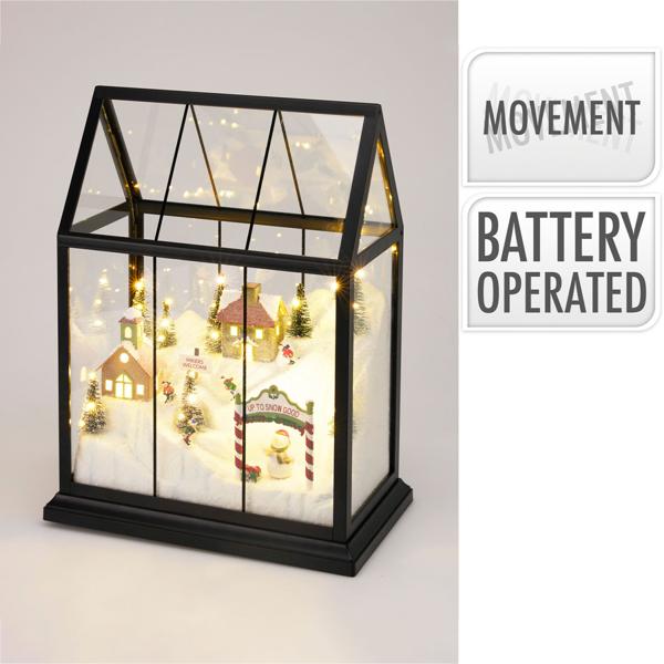 Magische LED Weihnachtsdekoration, Winter Wunderland mit Skifahrern und Licht - tolles Winter-Geschenk und traumhafte Weihnachtsdeko für Ihr Zuhause