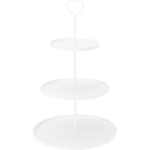 Elegante Etagere mit 3 Ebenen, 30 x 30 x 48 cm - vielseitig, perfekt für stilvolles Servieren von Kuchen, Obst oder Snacks - cremeweiss