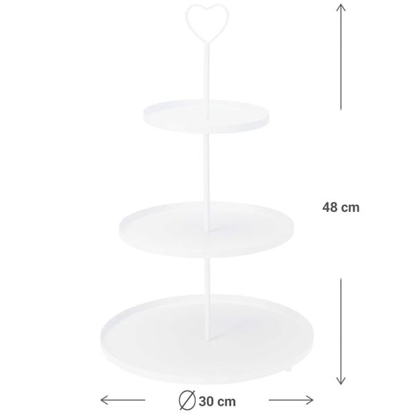 Elegante Etagere mit 3 Ebenen, 30 x 30 x 48 cm - vielseitig, perfekt für stilvolles Servieren von Kuchen, Obst oder Snacks - cremeweiss