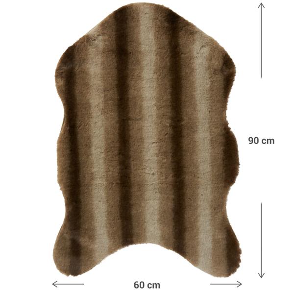 Kuscheliges Kunstfell, 90 x 60 cm - Braun-Beige gestreiftes Dekofell für Wohnzimmer und Schlafzimmer