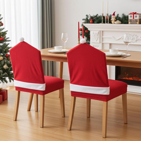 Weihnachtsmann Stuhlbezug im 2er-Set, festliche Weihnachtsdeko für Stühle, perfekte Weihnachtsdekoration - tolle Weihnachtsmütze als Stuhlhusse