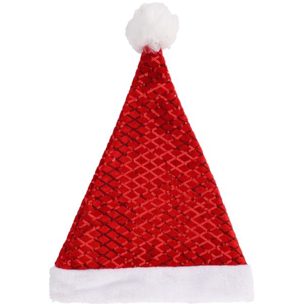 Glitzernde Weihnachtsmütze mit roten Pailletten, 42 x 30 cm. Ideales Weihnachts-Accessoire für Partys, Feiern und festliche Anlässe