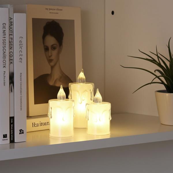 Elegante LED-Kerzen im 3er-Set – Transparente Flammen-Optik, sichere Deko für Tisch, Regal & Feiern, inkl. Batterien, für stimmungsvolle Atmosphäre