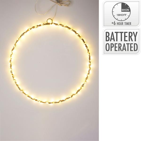 Deko-Ring mit 120 LEDs, warmweiss, 30 x 0,5 cm – Lichtkranz ideal für Partys, als Fensterdeko & Weihnachtsdeko für den Innenbereich