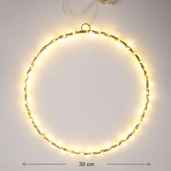 Deko-Ring mit 120 LEDs, warmweiss, 30 x 0,5 cm – Lichtkranz ideal für Partys, als Fensterdeko & Weihnachtsdeko für den Innenbereich