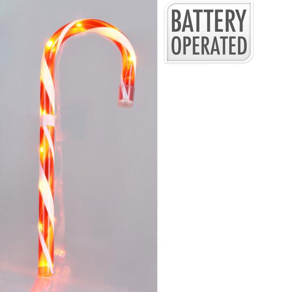 Weihnachtliche LED-Zuckerstange, Höhe 75 cm, warmweiss, batteriebetrieben, 5 Funktionen - Perfekte Weihnachtsdeko für Ihr Zuhause