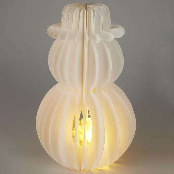 Weihnachtliche Schneemann LED Dekoration Wabenpapier mit 6h Timer, 39 cm – Nachtlicht für Schlafzimmer oder Wohnzimmer. Perfekt für Weihnachten