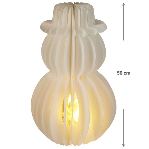 Weihnachtliche Schneemann LED Dekoration Wabenpapier mit 6h Timer, 50 cm – Nachtlicht für Schlafzimmer oder Wohnzimmer. Perfekt für Weihnachten