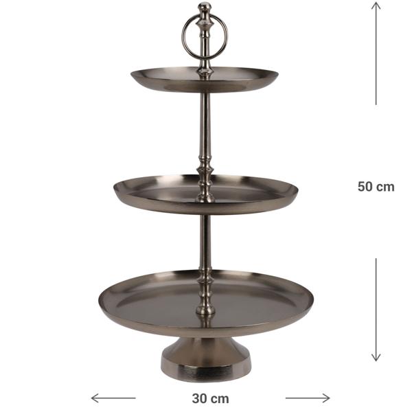 Hochwertige 3-Etagen Etagere in Silber, vielseitig einsetzbar als Küchenständer, Obstschale & Deko für Zuhause