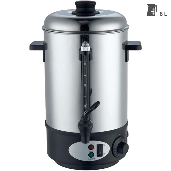 Profi Edelstahl Glühweinkocher 8L mit Zapfhahn: 1800W – Ein Getränkeautomat für Feste, Glühwein, Kaffee & Punsch – Perfekter Genuss