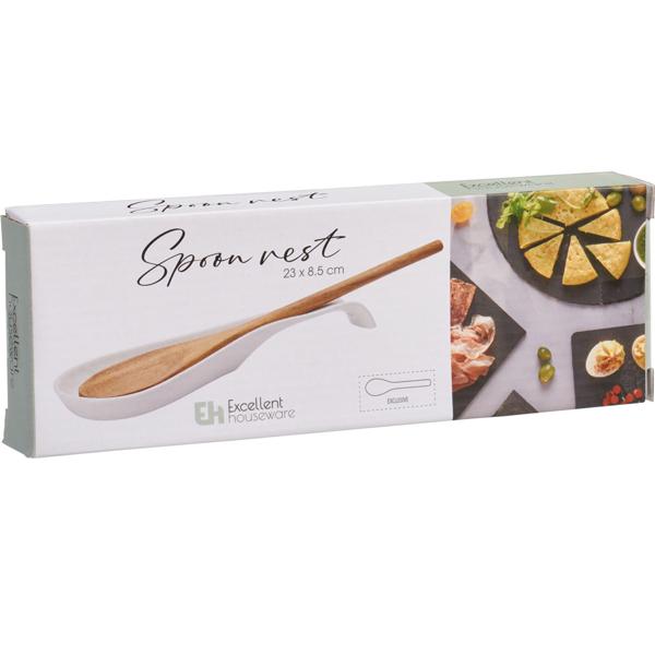 Löffelablage aus Porzellan, weiss: Eleganter Küchenhelfer-Ablage, hitzefest & hygienisch – Halt die Arbeitsplatte sauber