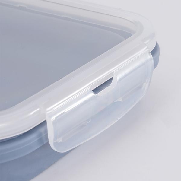 4er-Set Silikon-Frischhaltedosen - Zusammenklappbare & faltbare Lunchbox, Bento Box, BPA-frei, mikrowellengeeignet, mit Clip-Verschluss Deckeln