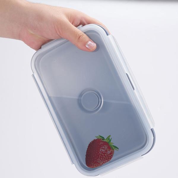 4er-Set Silikon-Frischhaltedosen - Zusammenklappbare & faltbare Lunchbox, Bento Box, BPA-frei, mikrowellengeeignet, mit Clip-Verschluss Deckeln