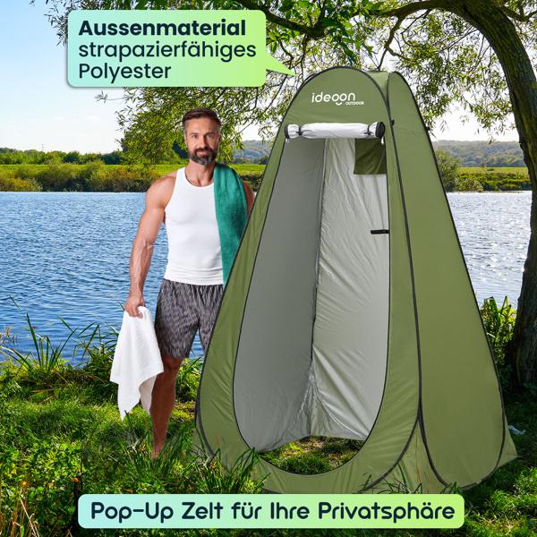 Pop-Up Toilettenzelt - Duschzelt & Umkleidezelt für Camping, Strand & Outdoor, tragbares Sichtschutzzelt grün, schneller Aufbau
