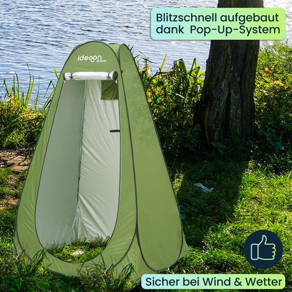 Pop-Up Toilettenzelt - Duschzelt & Umkleidezelt für Camping, Strand & Outdoor, tragbares Sichtschutzzelt grün, schneller Aufbau