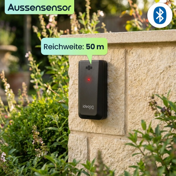 WLAN Wetterstation mit App & XXL Display: Tuya Smart Home, Aussen-Sensor, Weck-Alarm - Temperatur, Feuchtigkeit, UV Index, Wettervorhersage & mehr