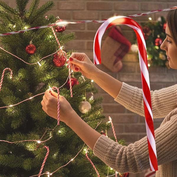 3er-Set Magische Weihnachtsdeko-Zuckerstange Lichterkette - je 10 Stk. 20 Warmweisse LEDs, Batteriebetrieben mit 6h Timer - Perfekte Weihnachtsdeko