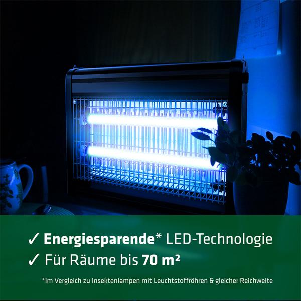 Profi UV-Insektenvernichter (9W, bis 70m²) - Effektiver Schutz - Hochspannungsgitter gegen Mücken, Fliegen & Co.- Chemiefrei