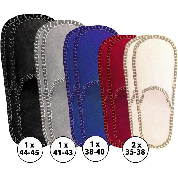 Home Sweet Home - Haus Gästefinken-Set: 5 Paar bequeme Hausschuhe in diversen Farben mit verstärkter Sohle - hygienisch für Besucher & Gäste