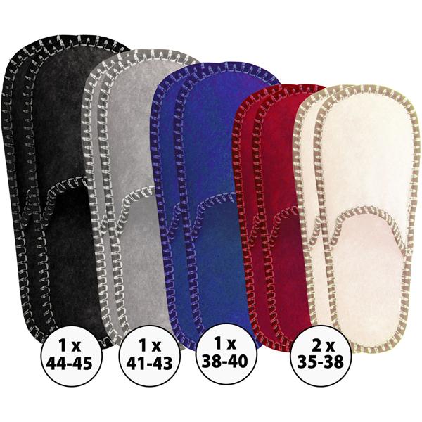 Home Sweet Home - Winterlandschaft Gästefinken-Set: 5 Paar bequeme Hausschuhe in diversen Farben mit verstärkter Sohle - hygienisch für Besucher & Gäste