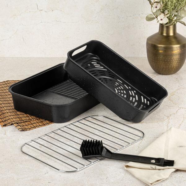 12in1 Multifunktions-Heissluftfritteuse mit Fenster, 6 Liter, matt schwarz-roségold: fettfrei & digital – Gesunde Mahlzeiten einfach & schnell