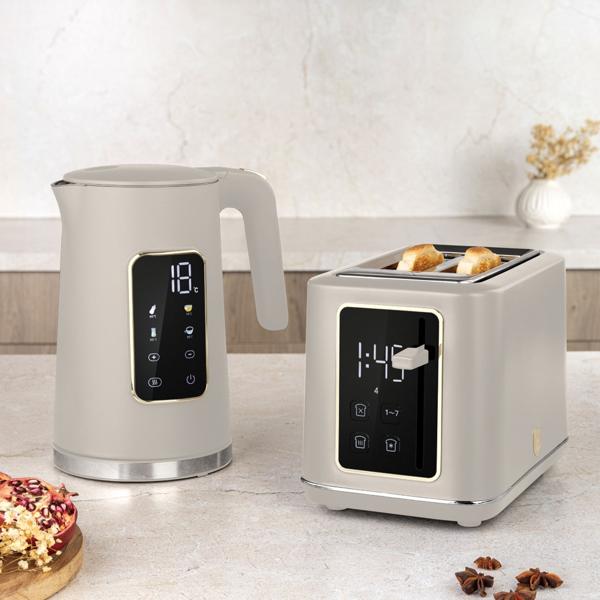 Hochwertiges Frühstücksset: Eleganter Wasserkocher & hochmoderner Toaster mit LED-Display & 7 Röststufen, für den perfekten Morgen