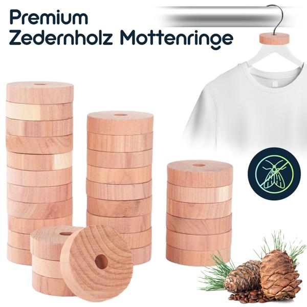 Zedernholz-Set aus 10 Zedernholz-Blöcken und 30 Zedernholz-Ringen: Natürlicher Mottenschutz für Kleiderschrank, Küche & Vorratsschrank