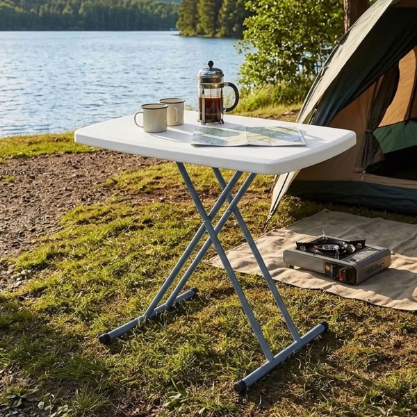 Camping Klapptisch, höhenverstellbar, weiss: Outdoor-Falttisch, stabil & leicht – Ein perfekter Begleiter für Camping, Picknick & Garten