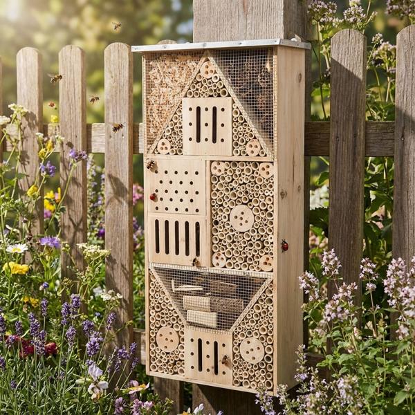 Premium XXL Insektenhotel für Wildbienen & Nützlinge: Massiv, robust & artgerecht – Fördert die Artenvielfalt im Garten