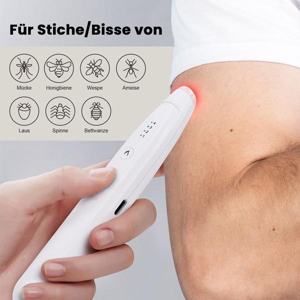 Insektenstichheiler Akku 4 Stufen: Stichheiler elektrisch, schmerzlindernd & effektiv – Juckreiz & Schwellung schnell lindern