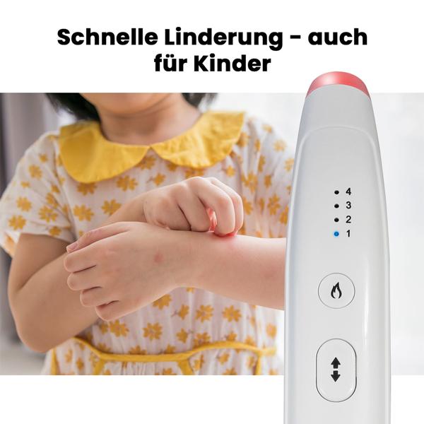 Insektenstichheiler Akku 4 Stufen: Stichheiler elektrisch, schmerzlindernd & effektiv – Juckreiz & Schwellung schnell lindern