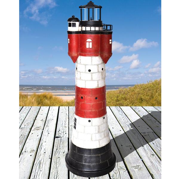 Solar-Deko-Leuchtturm, 50 cm: Maritime Gartenleuchte, automatisch & wetterfest – Bringt Urlaubsfeeling & zauberhaftes Licht in den Garten