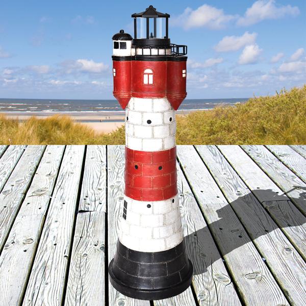Solar-Deko-Leuchtturm, 50 cm: Maritime Gartenleuchte, automatisch & wetterfest – Bringt Urlaubsfeeling & zauberhaftes Licht in den Garten