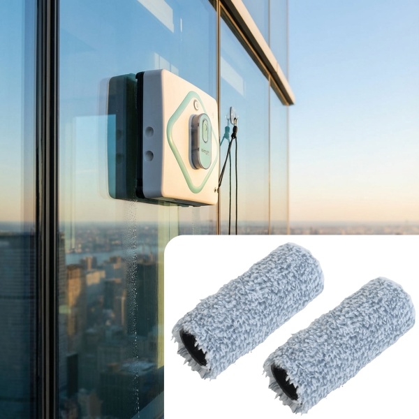 2 Ersatz-Reinigungsrollen für Fensterputzroboter CH11051: starke Walzenbürsten für streifenfreie Sauberkeit & maximalen Glas-Glanz