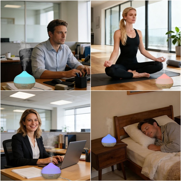 Stilvoller Aroma Diffusor & Luftbefeuchter, 300ml Vernebler mit RGB Farblicht und Timer - Perfekt für Zuhause & Büro