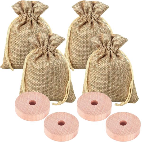 Kleidermottenschutz-Set - 4 Lavendelsäckchen & 4 Zedernholzringe - Effektiver, natürlicher, wohlriechender Schutz für Textilien - Wiederverwendbar & nachhaltig