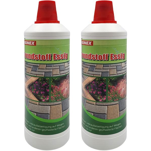 2er-Set Natürlicher Essig Unkrautentferner, 1.000 ml: Grundstofff Essig mit natürlicher Kraft gegen Grünbelag & Unkraut, Schnelle Reinigung, Umweltfreundlich & Sicher