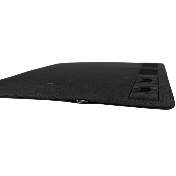 Mousepad mit Handyhalter & Induktionsladung: Dunkelgrau, Ein smarter Schreibtisch-Organizer für kabelloses Laden & Ordnung