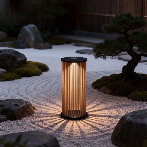 4er-Set Stilvolle Solar-Laterne aus Bambus 60cm – Warmweisse LED Gartenleuchte, die perfekte wetterfeste Aussen-Deko für Ihre Terrasse & Garten