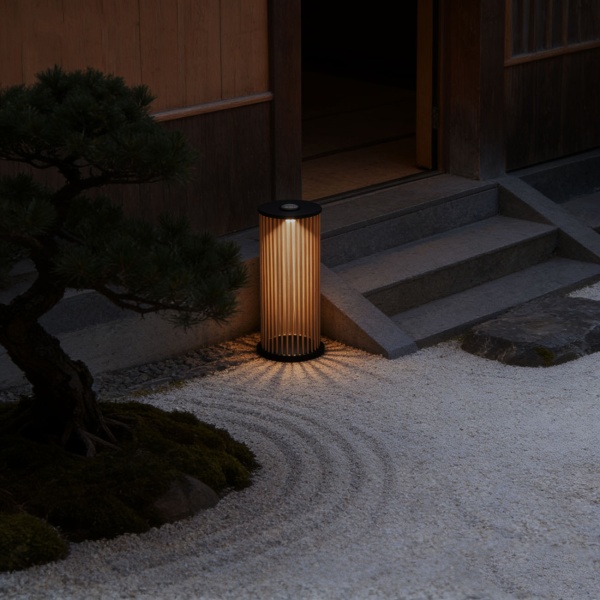 4er-Set Stilvolle Solar-Laterne aus Bambus 60cm – Warmweisse LED Gartenleuchte, die perfekte wetterfeste Aussen-Deko für Ihre Terrasse & Garten