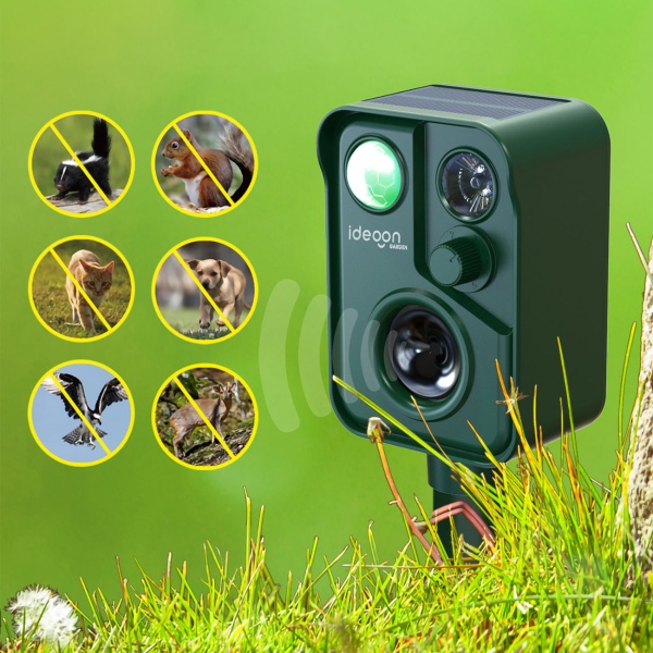 4er-Set Ultraschall Tiervertreiber mit PIR-Sensor & LED Blitzlicht - 13,5-45,5 Hz, Zuverlässiger Solar-Tierschreck gegen Marder, Hunde und Katzen, Vögel