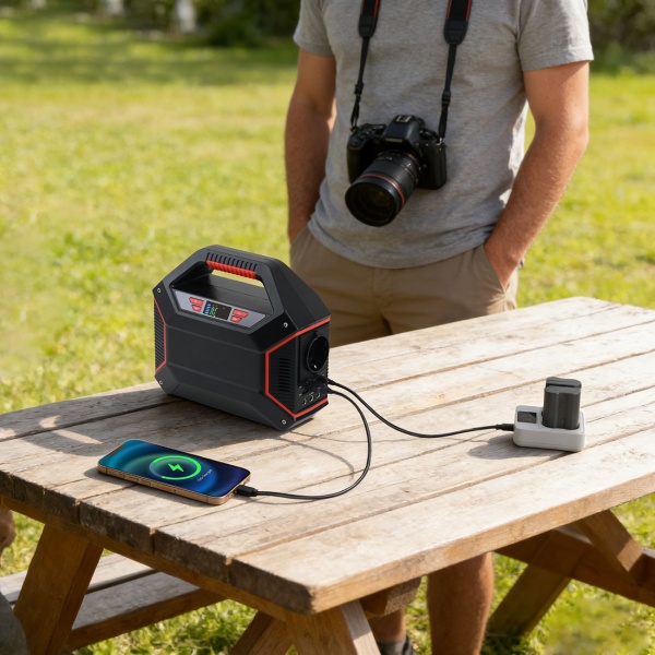 Powerstation 155Wh 42000mAh Solar-Generator Set inkl. 21W Solarpanel, 230V AC Steckdose, USB-C QC 3.0, DC Output & LED für Camping