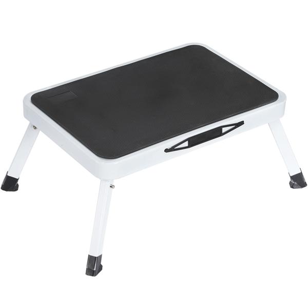 2er-Set Stabiler Tritthocker, 150 kg - Stahl, rutschfeste Küchenleiter mit Klappsicherungen, platzsparend für sicheres Arbeiten