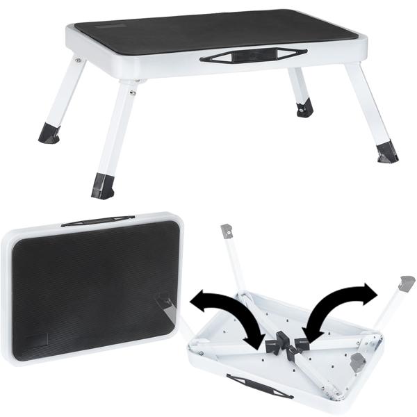 2er-Set Stabiler Tritthocker, 150 kg - Stahl, rutschfeste Küchenleiter mit Klappsicherungen, platzsparend für sicheres Arbeiten