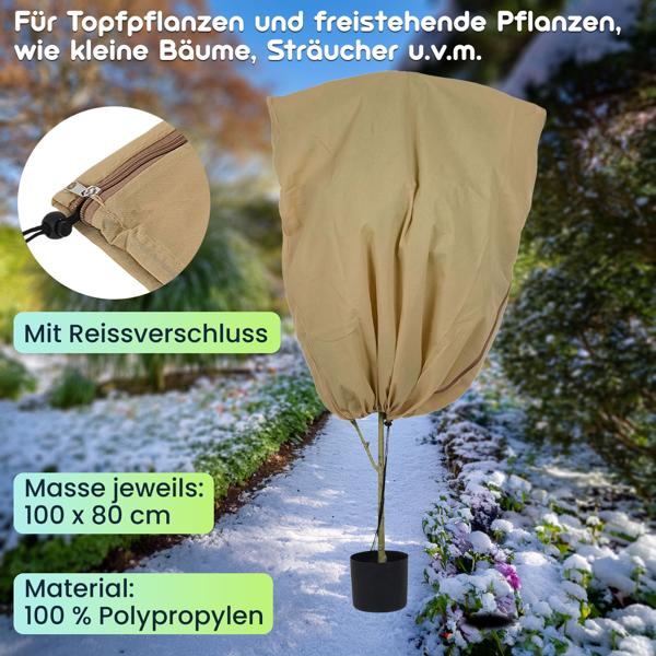 Hochwertige Pflanzenschutzhüllen, 2er Set, 100x80 cm – atmungsaktive Frostschutzhauben für Pflanzen, Sträucher und Kübel, wiederverwendbar & wetterfest