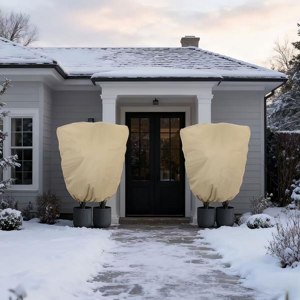 2er-Set Pflanzenabdeckung XXL, Winterschutz, 240 x 200 cm, Kübelpflanzen Schutzhauben als Frostschutz mit Zugband und Reissverschluss, atmungsaktiv 