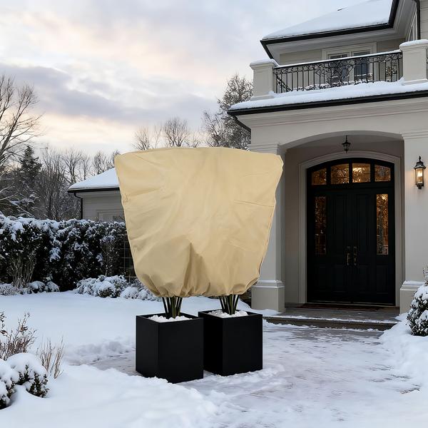 2er-Set Pflanzenabdeckung XXL, Winterschutz, 240 x 200 cm, Kübelpflanzen Schutzhauben als Frostschutz mit Zugband und Reissverschluss, atmungsaktiv 