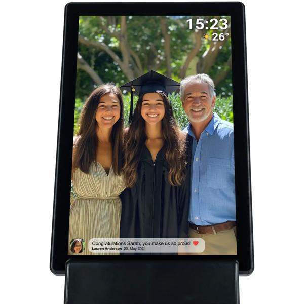 Elektronischer Fotorahmen Schwarz 10,1’’: App-Steuerung, WiFi – Präsentieren Sie Fotos & Videos digital und kinderleicht im digitalen Bilderrahmen