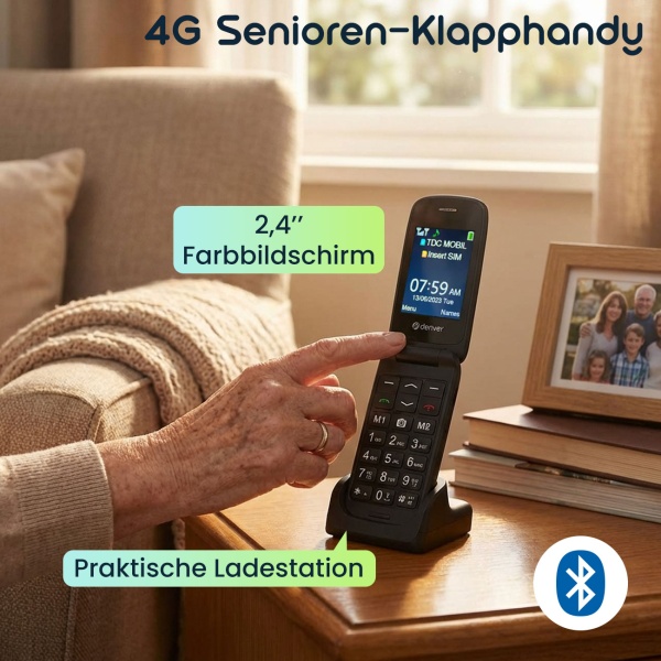 4G Senioren-Klapphandy: 2,4’’ Farbbildschirm, Bluetooth, SOS-Taste – Ein sicheres Notfalltelefon für leichte Bedienung & Erreichbarkeit