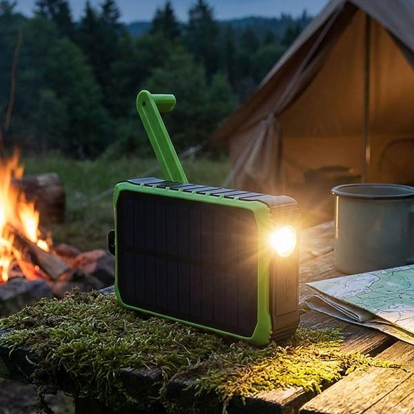 Solar-Powerbank 10.000 mAh: Kurbeldynamo & LED-Licht – Ein Notfall-Ladegerät für Outdoor, Camping & Reise – Nie mehr ohne Strom!